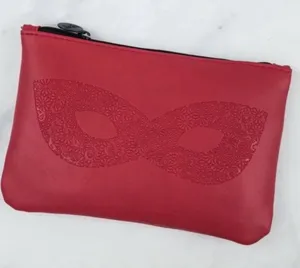 Ipsy Red Faux Leather Masquerade Themed Glam Cosmetic Bag thumbnail 1