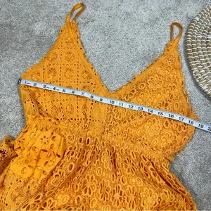 BHLDN x Free People Robinne Crochet Lace Maxi Dress Boho Yellow Orange Size M thumbnail 12
