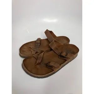Mountain Sole Sandals Women 10 Brown Good Leather Toe Loop Buckle Slide thumbnail 3