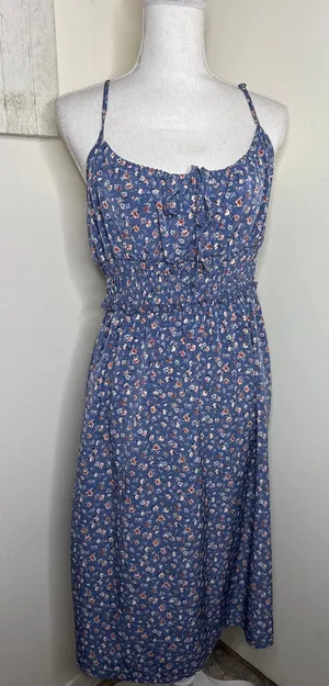 Inspired Hearts XL Milkmaid Coquette Midi Floral Dress- Smocked Underbust thumbnail 1