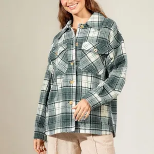 NEW Stradivarius Plaid Green Shacket Jacket Coat thumbnail 3