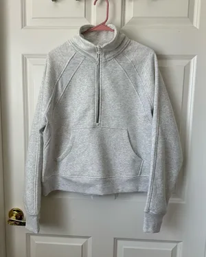 Jockey Grey Women's Mixed Rib Half Zip Pullover Sweatshirt Size L thumbnail 1
