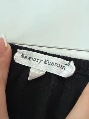 Newbury Kustom Black Linen Blend Lace Trim Peplum Cami Top Open Tie Back Small thumbnail 3