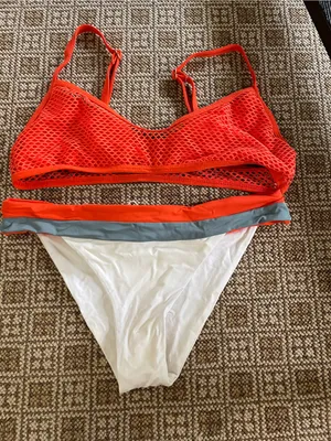L*Space Orange Mesh Bikini Top with White Briefs - Women's Swim thumbnail 1