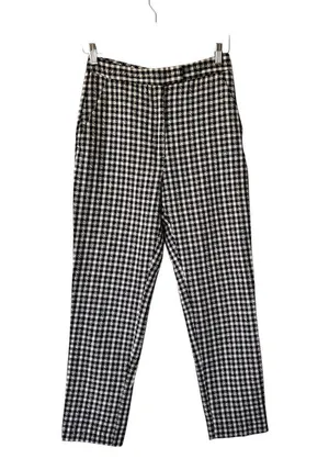 NWT ZARA Gingham straight leg Black and White Checkered Pants M thumbnail 3