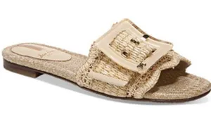 Sam Edelman Bambi Raffia Buckle Slide Sandal Tan Buttercup Size 6.5 thumbnail 1