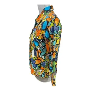 VTG Mirror Image Wearable Art Fitted Button Front Colorful Abstract Jacket - L thumbnail 5