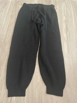 aerie Black Knit Cozy Jogger Pants thumbnail 1