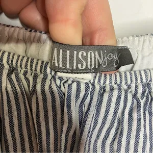 Allison Joy‎ 100% cotton off the shoulder dress women’s size medium blue & white thumbnail 3