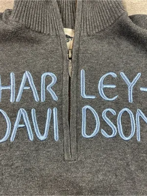 Harley-Davidson Sweater Womens XL Gray 1/4 Zip Mock Neck Stripe Sleeve Biker thumbnail 4
