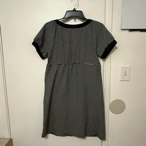 LOFT Black and White Striped Mini Dress thumbnail 3