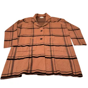 Z Supply Plaid Sweater Jacket Brown Black Button Front Shacket Cozy Medium EUC thumbnail 5