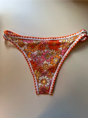 Floral Orange Triangle Bikini Bottoms Size XL thumbnail 6