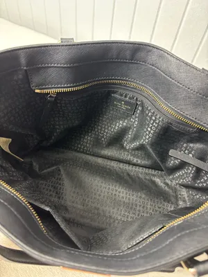 Kate Spade New York Leather Cow Black Saffiano Tote with Gold Plaque‎ thumbnail 7