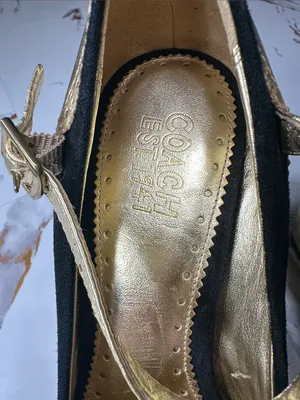 Coach Gold and Black Mary Jane Heels thumbnail 2