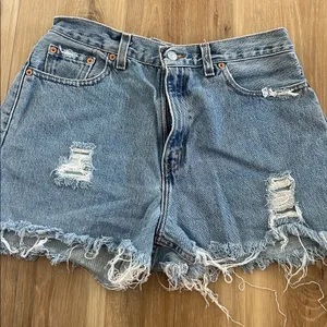 Levi's Women's Light Blue Frayed Jean Shorts thumbnail 1