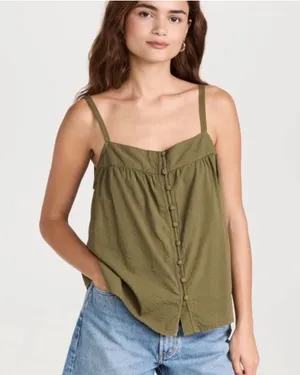 Faherty Sleeveless Olive Green Tank Top Size XS thumbnail 1