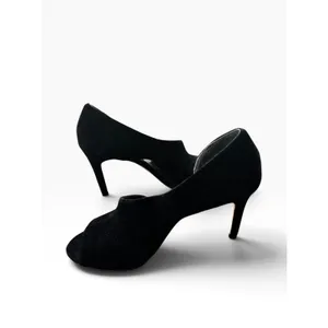Cole Haan Bethany Open Toe Pump 7 Black Suede d'Orsay Stiletto Heels thumbnail 6