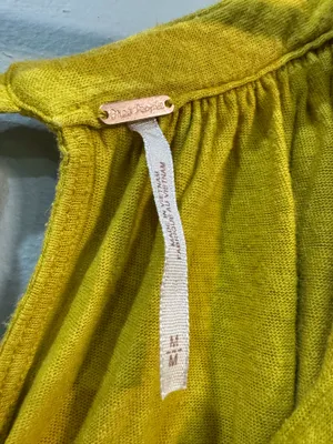 Gold Free People Wide Fit Linen Blend Blouse Size M EUC thumbnail 5