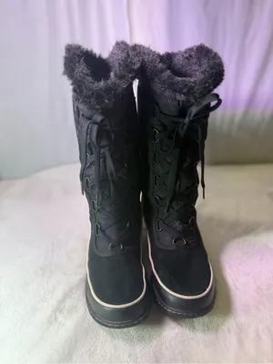 Sorel Black Lace-Up Women's Winter Tall Boot with Faux-Fur Trim thumbnail 4