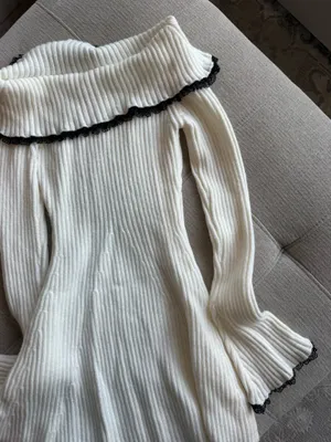 SheIn White and Black Lace Sweater Dress thumbnail 7