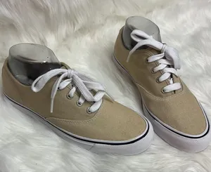 Bass Tan and White Canvas Sneakers‎ Casual Lace Up Sneakers Size 8.5 A19 thumbnail 1