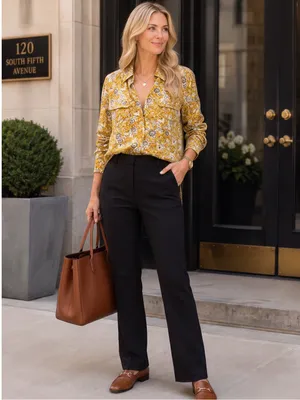 ANN TAYLOR Mustard Floral Shirt thumbnail 6