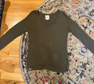 Aerie Green off the shoulder boho sweater thumbnail 1