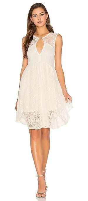 ✨FREE PEOPLE Don't You Dare Sz Medium Dress in Neutral Combo✨ thumbnail 1