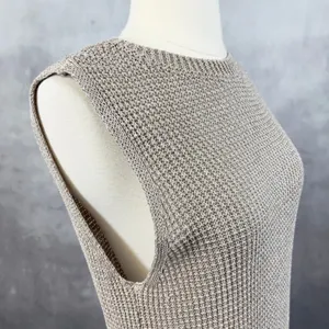 Zara Womens Crochet Knit Dress Small Sleeveless Midi Quiet‎ Luxury Metallic Chic thumbnail 3