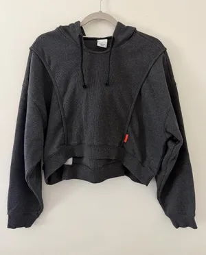 Nike Dri-Fit Ribbed Cotton Fleece Lounge Cropped Training Hoodie size large thumbnail 1