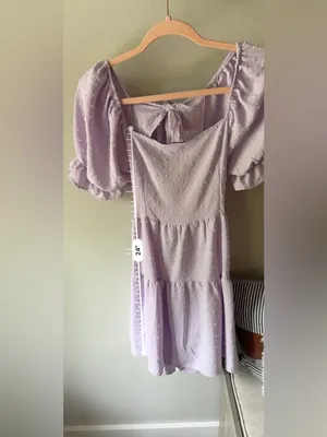 Boutique Lavender Puff Sleeve Open Back Mini Dress Size Small thumbnail 13