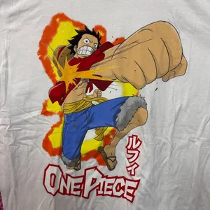 One Piece Luffy D Monke Super Elastic Punch Anime Tee L thumbnail 2