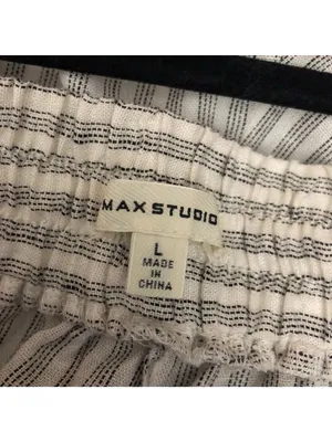 Max Studio Womens Striped Wide-Leg Pants Size L Linen Blend Elastic Waist thumbnail 3