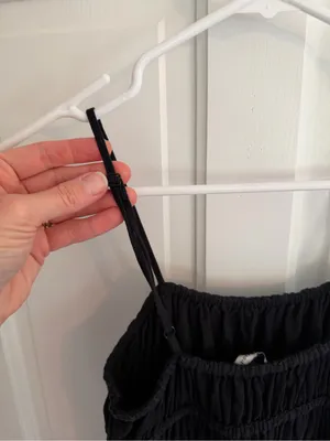 American Eagle Black Smocked Cotton Maxi Dress Adjustable Straps‎ Boho thumbnail 3