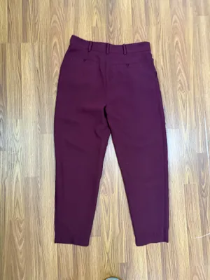 Anthropologie Sasha Button-Fly High Rise Tapered Burgundy Career Chic Trouser 2 thumbnail 5