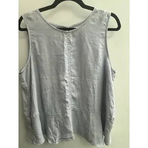 Cloth & Stone Tank Top Chambray Size M Blue Sleeveless Open Back Boho Preppy thumbnail 2