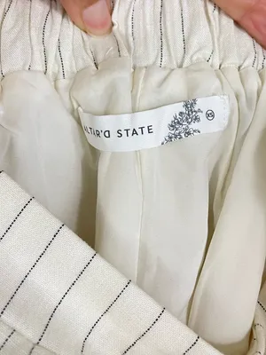 Altar’D State Cream Pinstripe Linen Blend‎ Wide-Leg Pants Size XS thumbnail 6