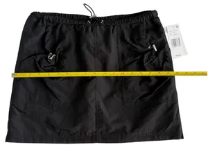 Honey&Sparkle NWT Sz M Black Nylon Utility Cargo Mini Skirt Drawstring Waist thumbnail 8