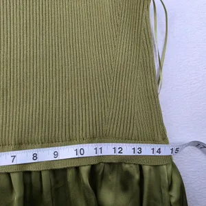 Taylor Mixed Media Knit to Satin Maxi Dress Olive Green Sleeveless Size M thumbnail 8