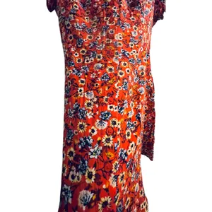 B-O-G Collective Orange Floral Button Front Lace Up‎ Back Mini Dress Small thumbnail 3