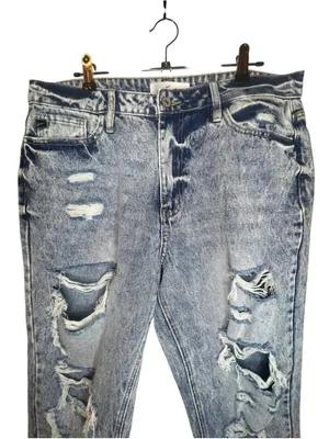 KanCan Light Acid Wash Distressed High Rise Boyfriend Denim Jeans thumbnail 2