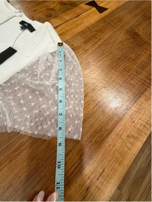 Lulus White Swiss Dot Tulle Mini Dress Size L New With Tags V-Neck Puff Sleeve thumbnail 9