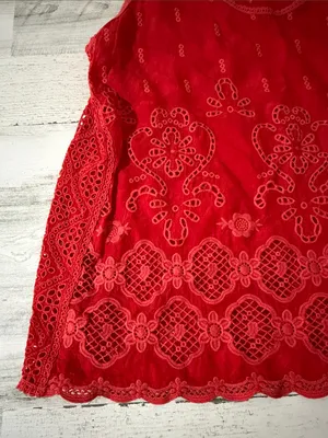 Johnny Was Luanna Red Eyelet Scoop Neck Tank Blouse thumbnail 5