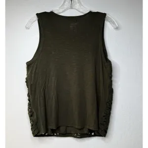 Maurices Crochet‎ Front Tank Top Womens Size M Olive Green Boho Peasant Hippie thumbnail 3