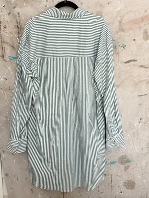 Abercrombie Relaxed Poplin Green Stripe Shirt Dress thumbnail 3