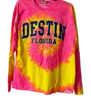 Fruit of‎ the Loom Destin Florida Tie-Dye Tshirt Size Large thumbnail 1