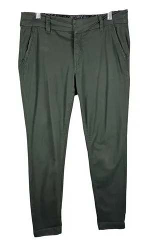 Dictionary Olive Green Mid Rise Skinny Ankle Fit Pants Pockets‎ Embroidered Sz 6 thumbnail 1