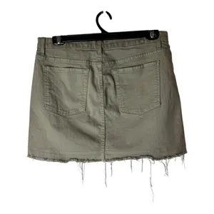 7 For All Mankind Skirt Women‎ 32 Olive Green Moss Utility Pocket Raw Hem Mini thumbnail 3