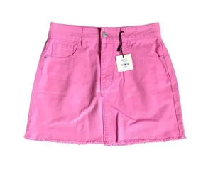 NWT Francesca’s Tgla Pink Denim Mini Skirt thumbnail 1